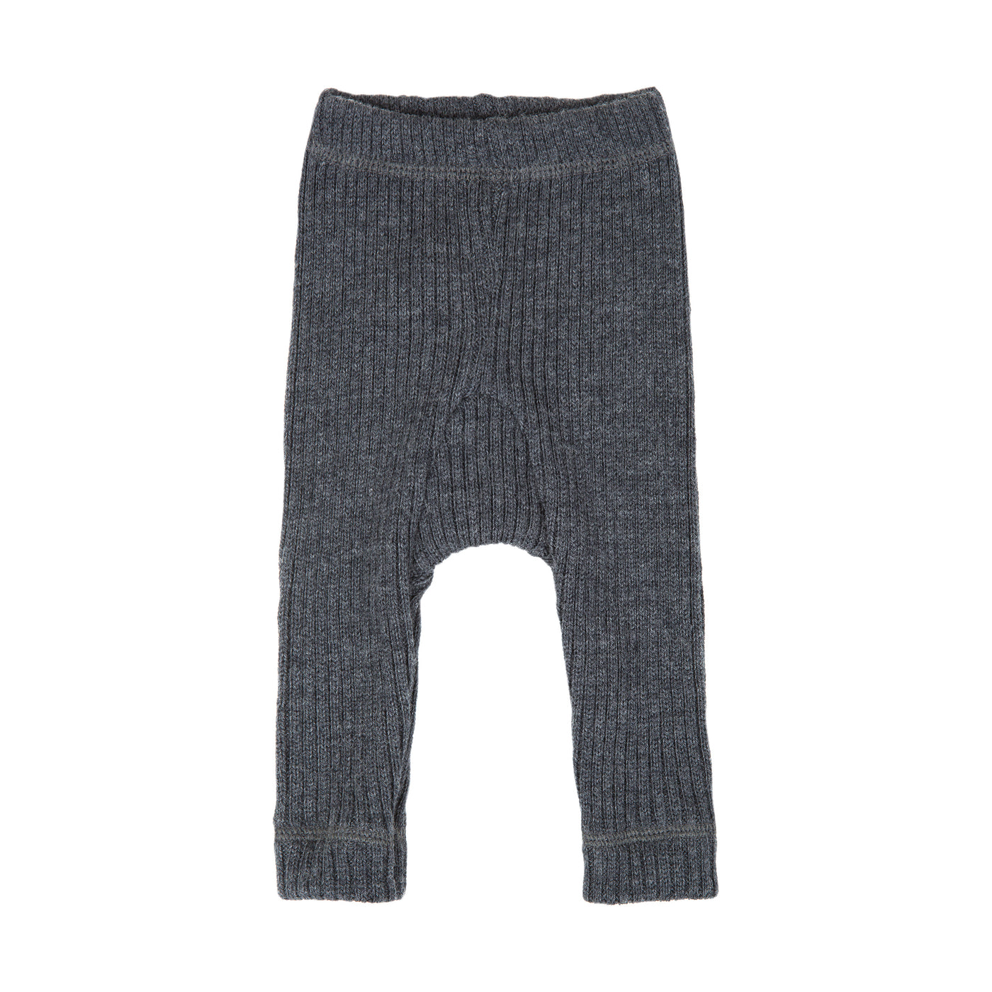 Joha Heavy Knit Pants in Anthracite – Cozy, breathable, and flexible wool rib-knit baby pants with a high bottom hem