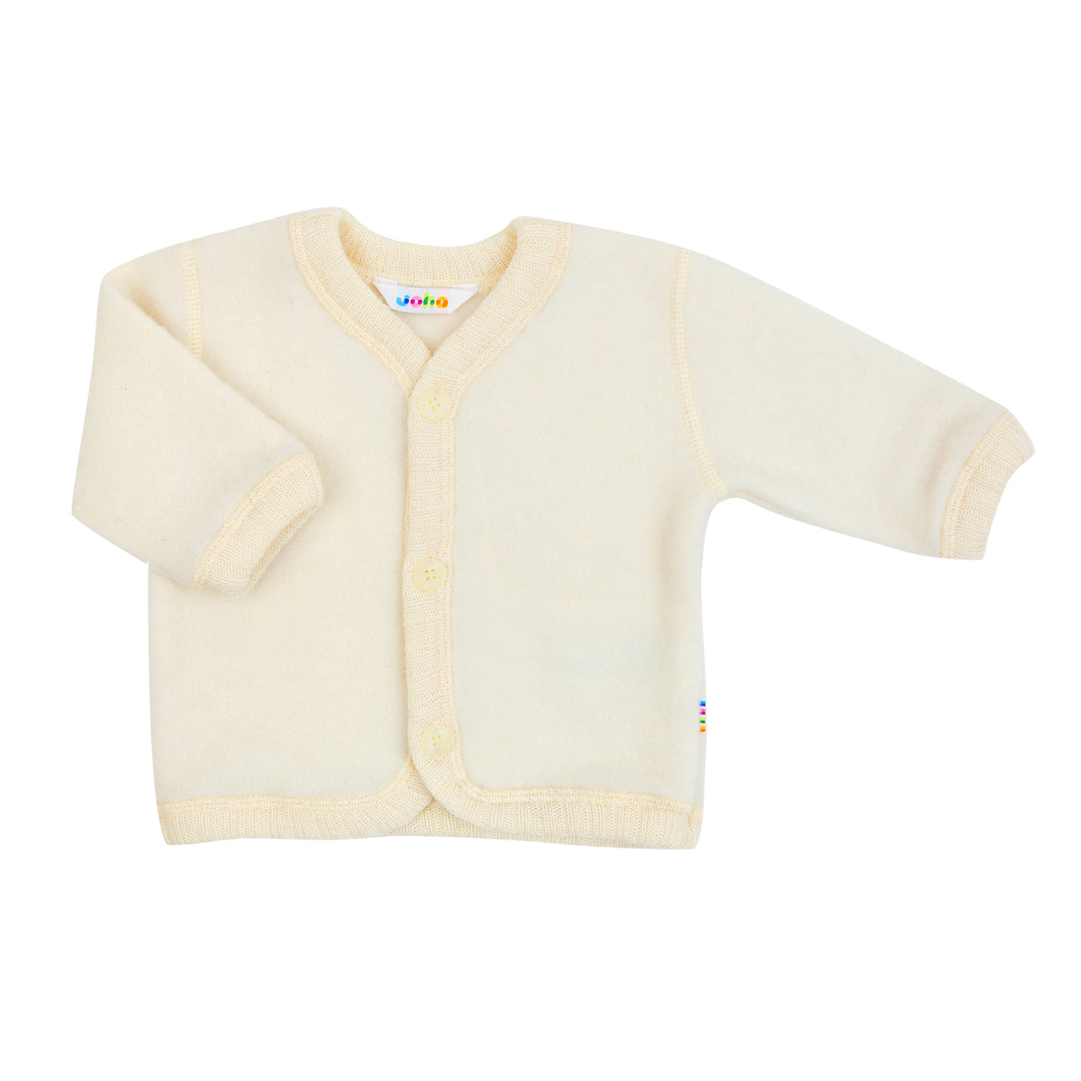 Joha Wool Fleece Cardigan in natural – Ultra-soft, warm, and breathable wool fleece baby cardigan, perfect for layering
