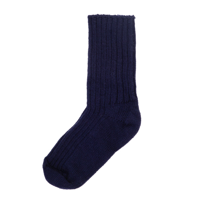 Chunky knitted navy wool blend socks by Joha, made from soft, high-quality wool blend for warmth and comfort.