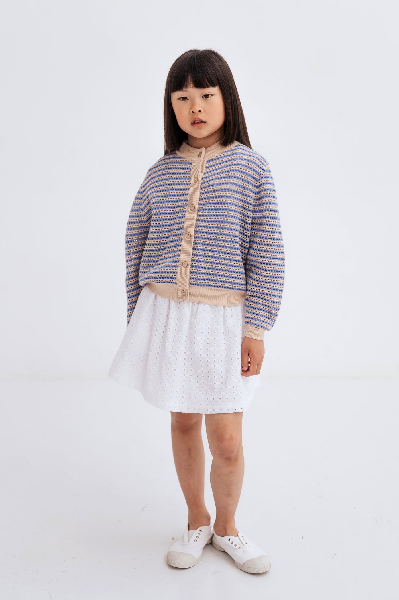 pretty knit cardigan - lavender shade stripe
