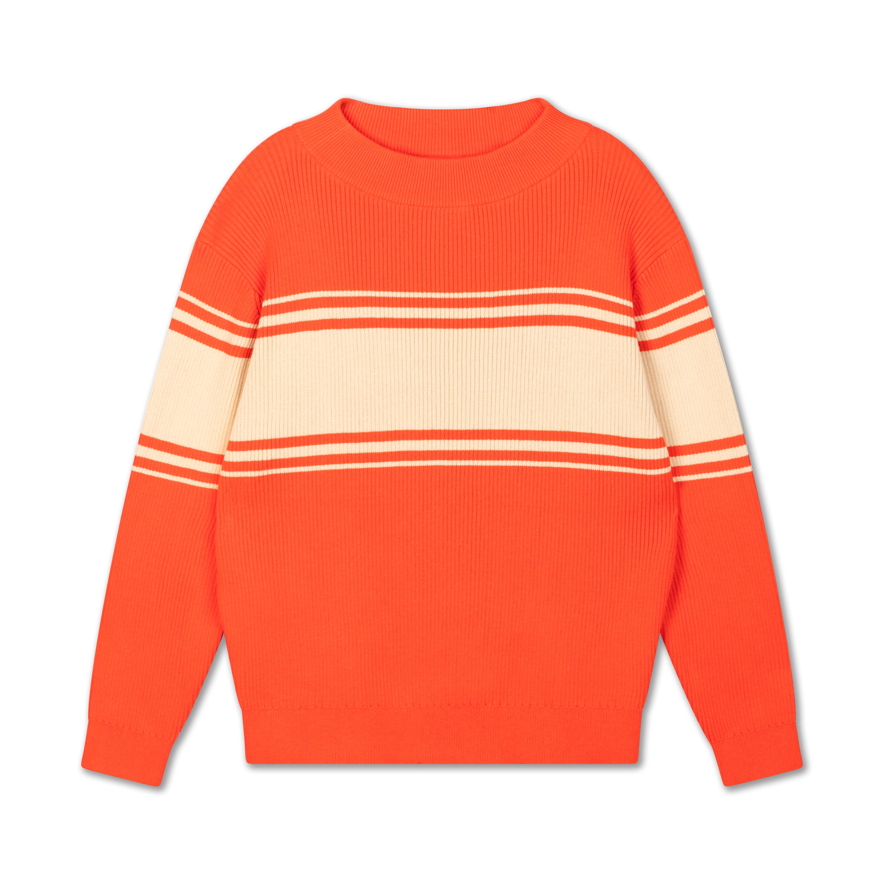 knit sweater - fiesta red sand stripe