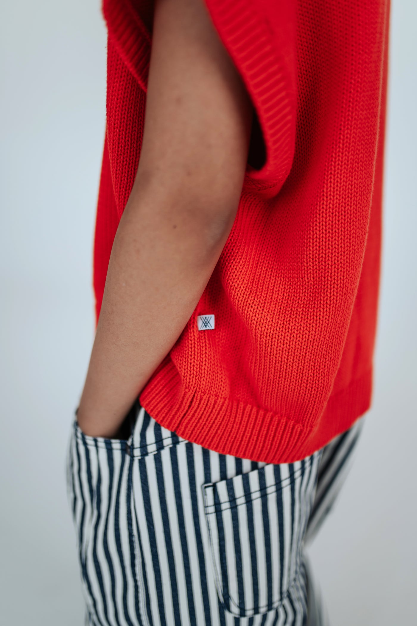 knit boxy top - fiesta red