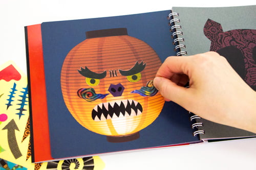 Kokuyo monster activity book with 52 images and colourful stickers for creating funny monster faces