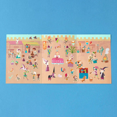 Londji Medieval Stickers – reusable medieval-themed sticker set with 100 stickers featuring knights, dragons and castles, made in Barcelona, illustrated by Sebastià Serra.