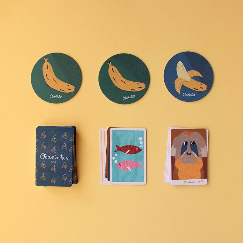 Londji Orangutan Family Game playful sound and gesture memory card game for kids and families, designed and made in Barcelona.