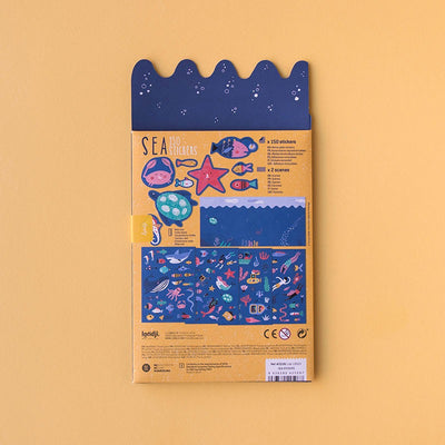 Londji Sea Stickers – creative ocean-themed reusable sticker set with 150 marine stickers for children, made in Barcelona, illustrated by Queralt Armengol.