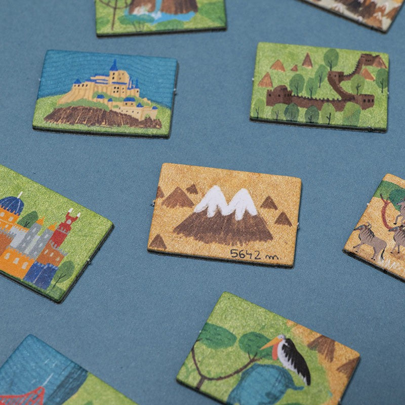 Londji Wonderful World educational geography game for kids to discover 100 cultural and natural wonders from around the world, made in Barcelona.