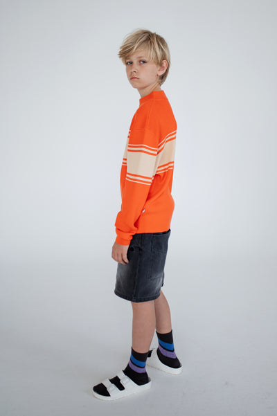 knit sweater - fiesta red sand stripe