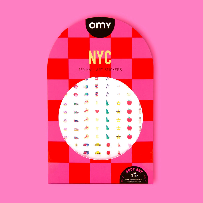 OMY nail stickers NYC edition – 120 pop-colored designs inspired by street fashion, fast food, and urban icons