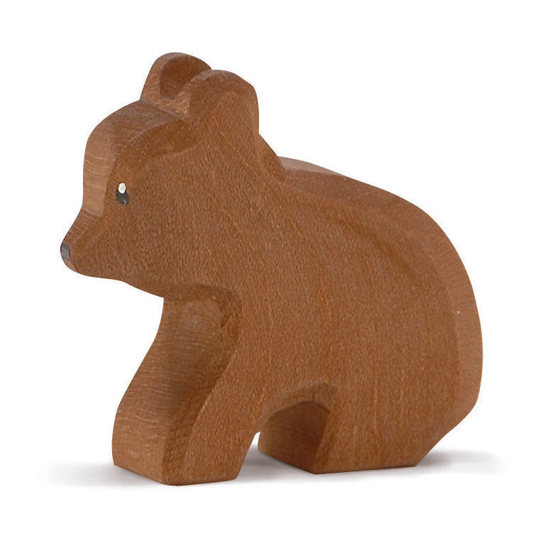 Ostheimer small sitting bear toy, handcrafted from natural wood with non-toxic finish, ideal for imaginative play and eco-friendly toy collections.