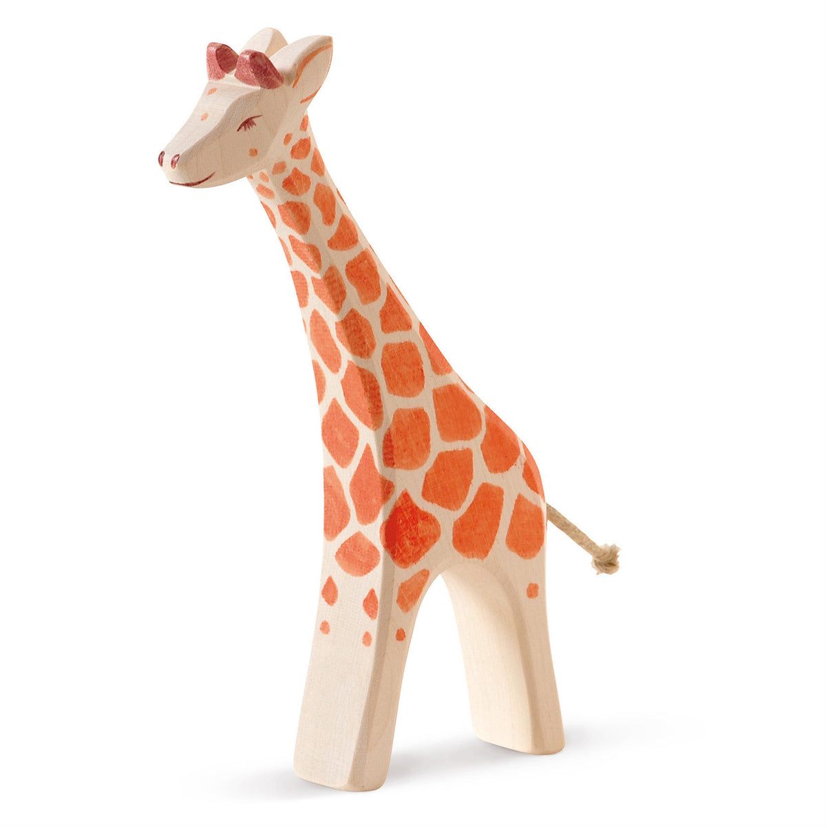 Handcrafted Ostheimer wooden running giraffe figure, made from natural wood with a non-toxic finish, perfect for open-ended play and sensory exploration.