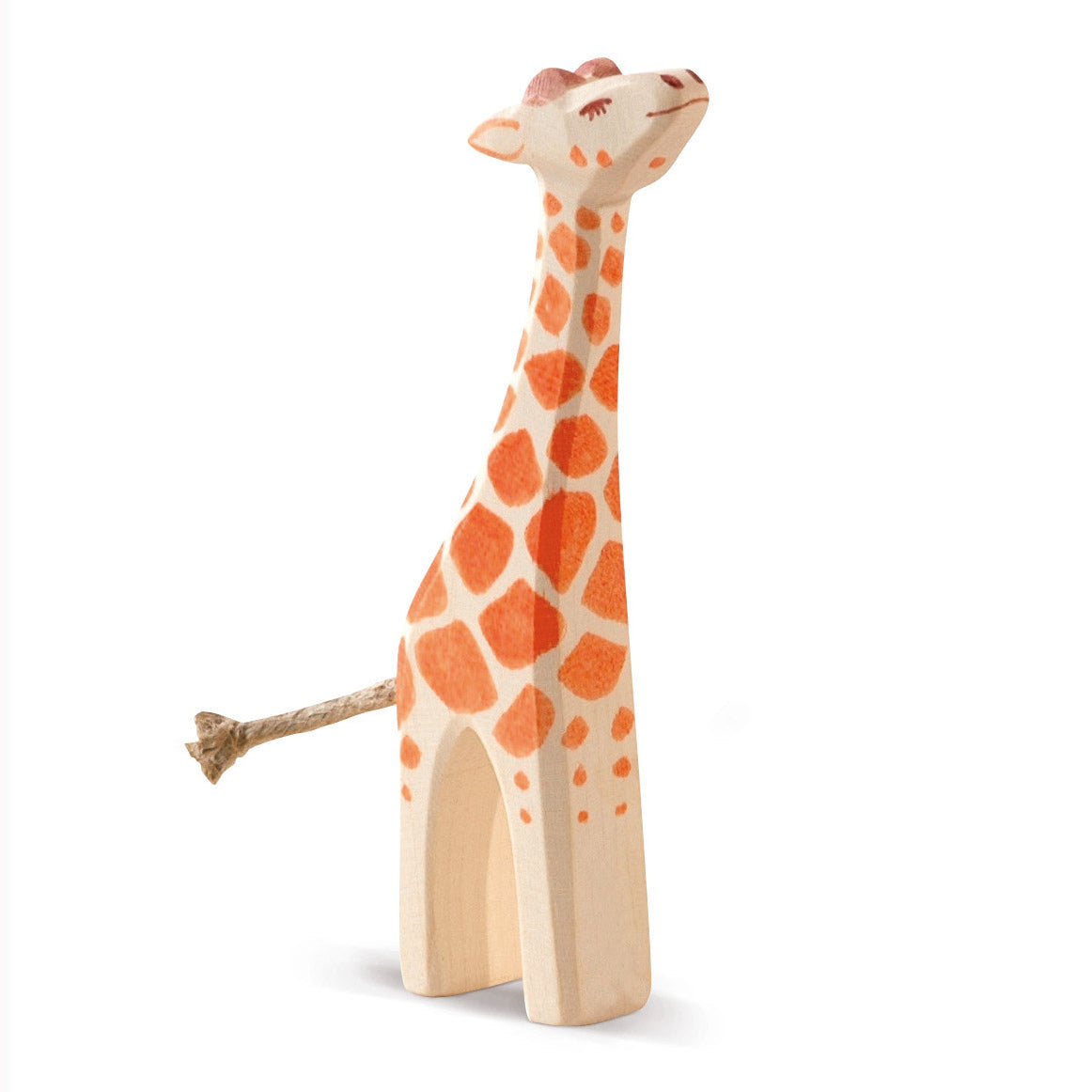 Handcrafted Ostheimer wooden giraffe figure, made from natural wood with non-toxic finish, ideal for imaginative play and animal collections.