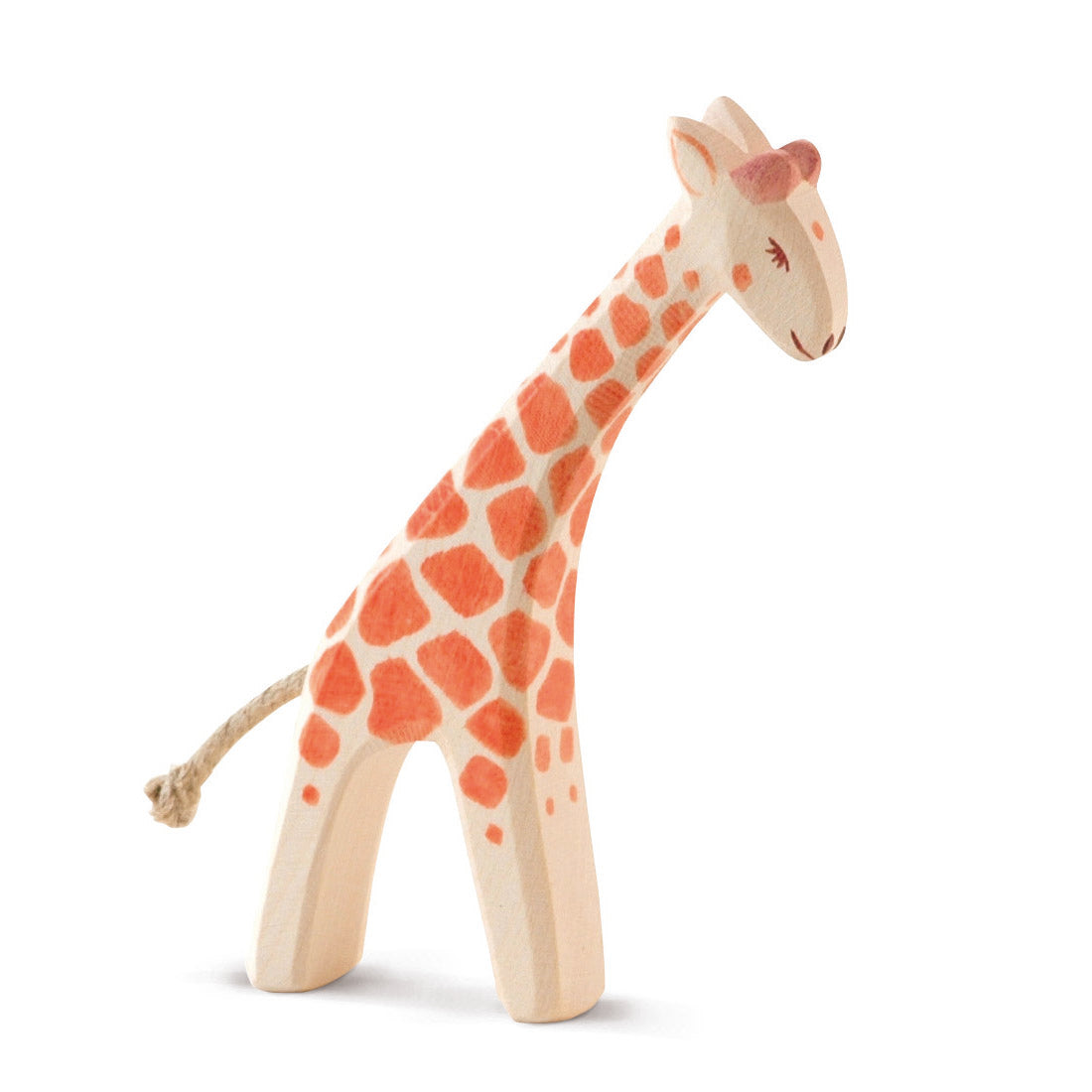 Handcrafted Ostheimer wooden giraffe figure, created from natural wood with a safe, non-toxic finish, ideal for imaginative play and nature-inspired collections.