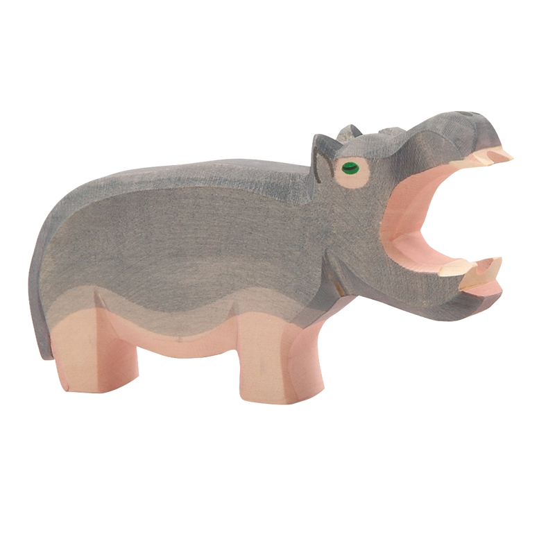 Ostheimer wooden hippopotamus with open mouth, handcrafted from maple wood in Germany