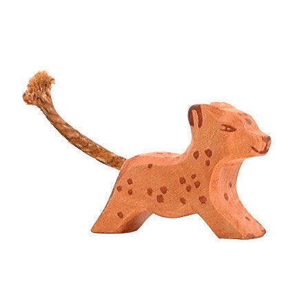 Ostheimer running leopard cub wooden figure handcrafted from maple wood