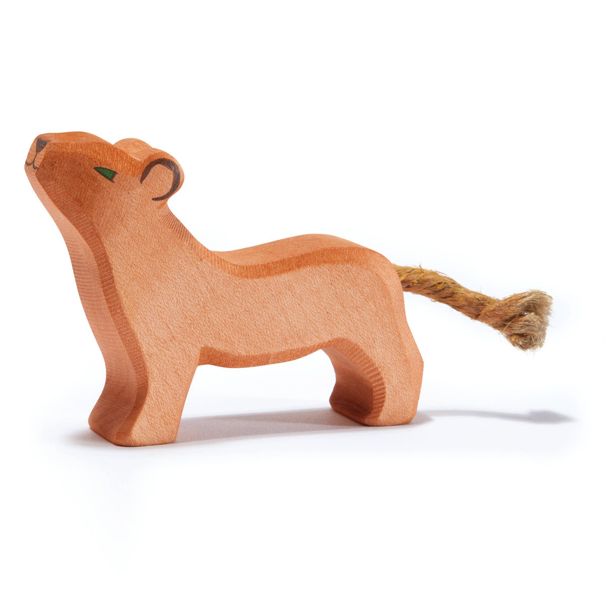 Ostheimer handcrafted wooden tiger cub figure for imaginative play and sensory development.
