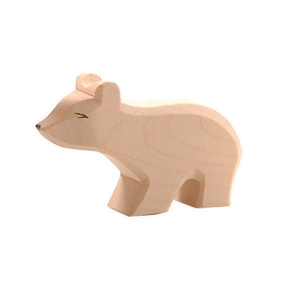 Handcrafted Ostheimer wooden small polar bear figure, created from natural wood with a safe, non-toxic finish, ideal for imaginative play and nature-inspired collection