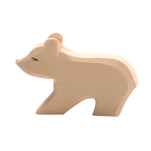 Handcrafted Ostheimer wooden small polar bear figure, created from natural wood with a safe, non-toxic finish, ideal for imaginative play and nature-inspired collection