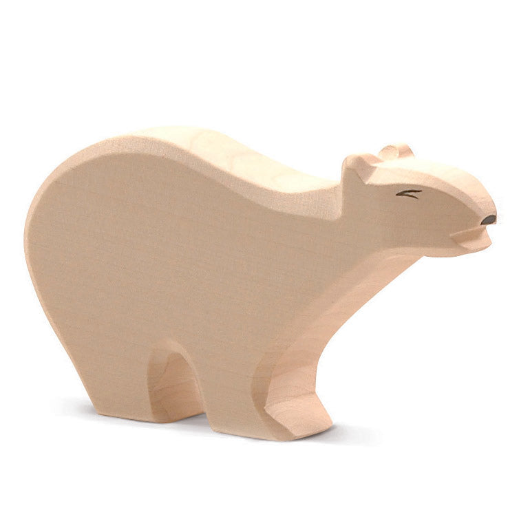 Ostheimer handcrafted polar bear, made from natural wood with non-toxic paint for safe, imaginative play.