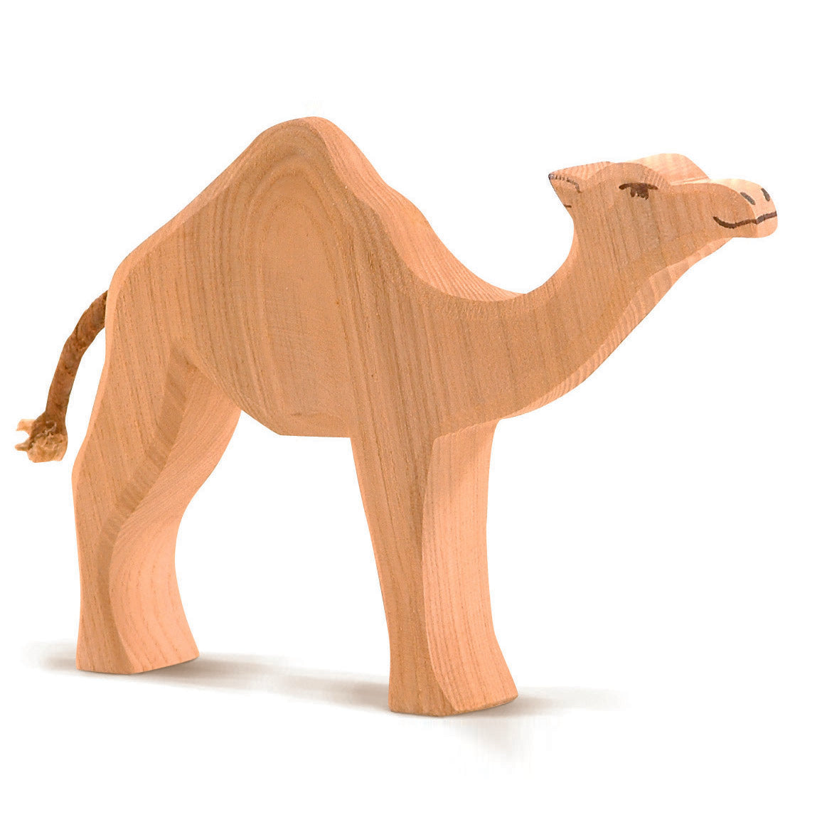 Handcrafted Ostheimer wooden dromedary figure, made from natural wood with non-toxic finish, ideal for imaginative play and animal collections
