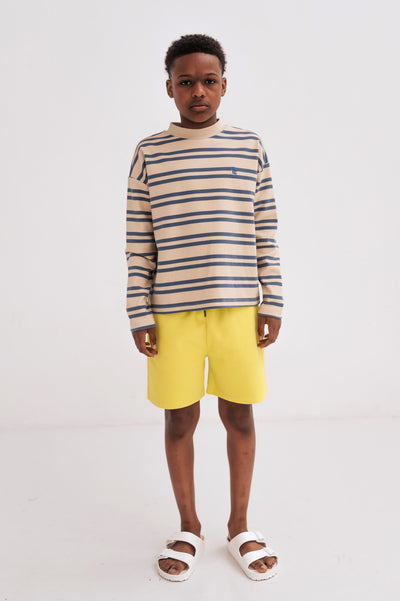 oversized boxy sweater - shadow blue sand stripe
