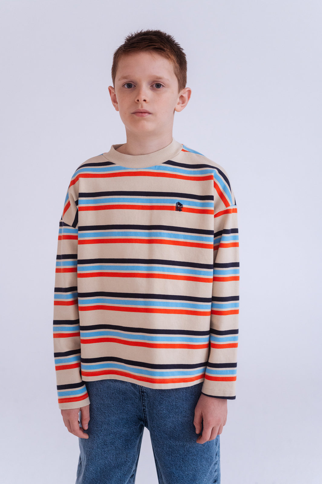 oversized boxy sweater - multi creme brulee stripe