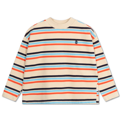 oversized boxy sweater - multi creme brulee stripe