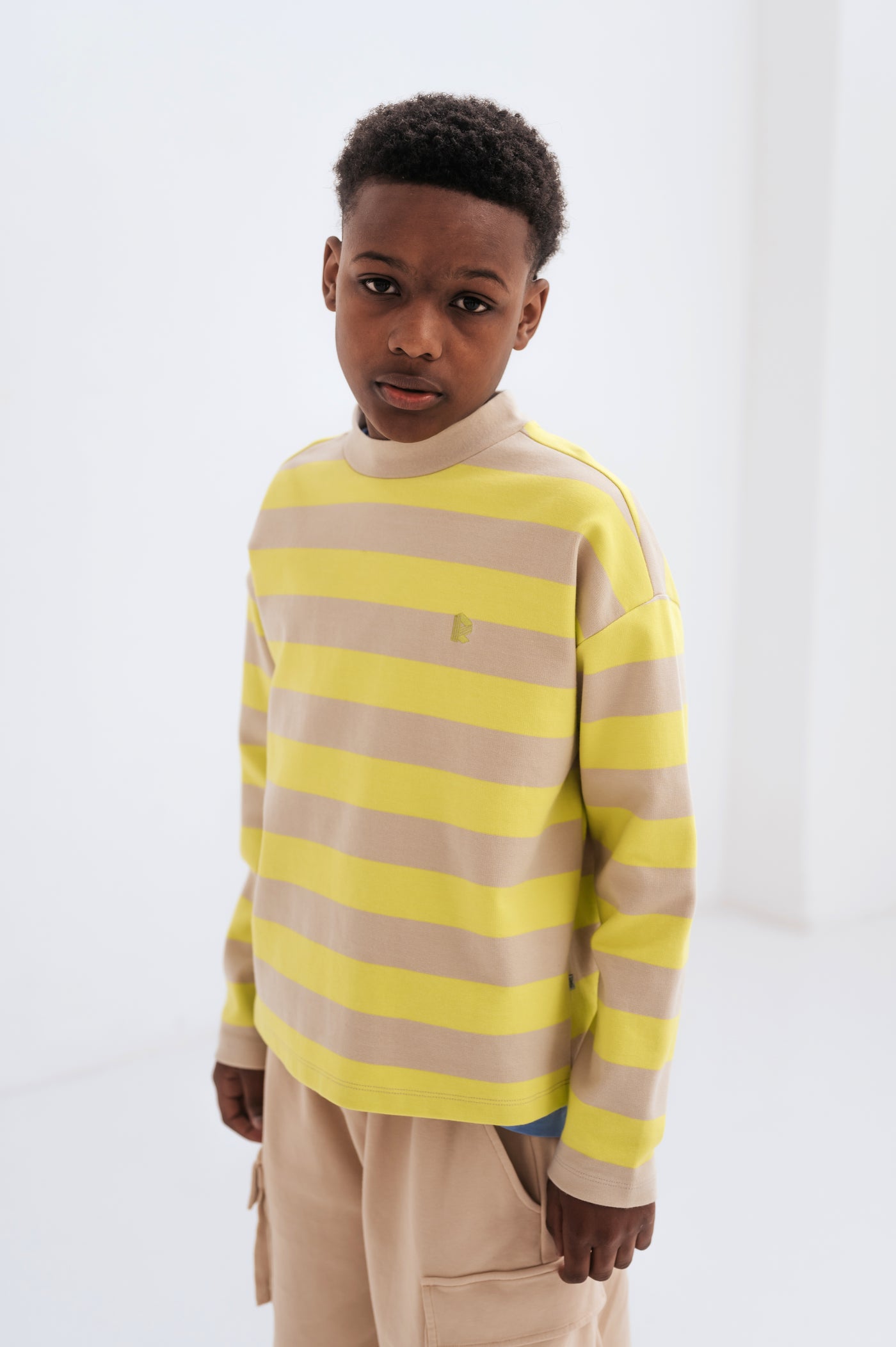 oversized boxy sweater - neon lime block stripe