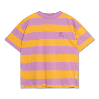 oversized boxy tee - orchid marigold block stripe