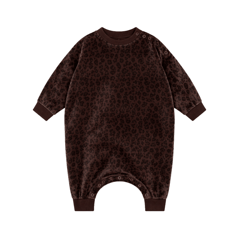 oversized one suit - chocolate leopard