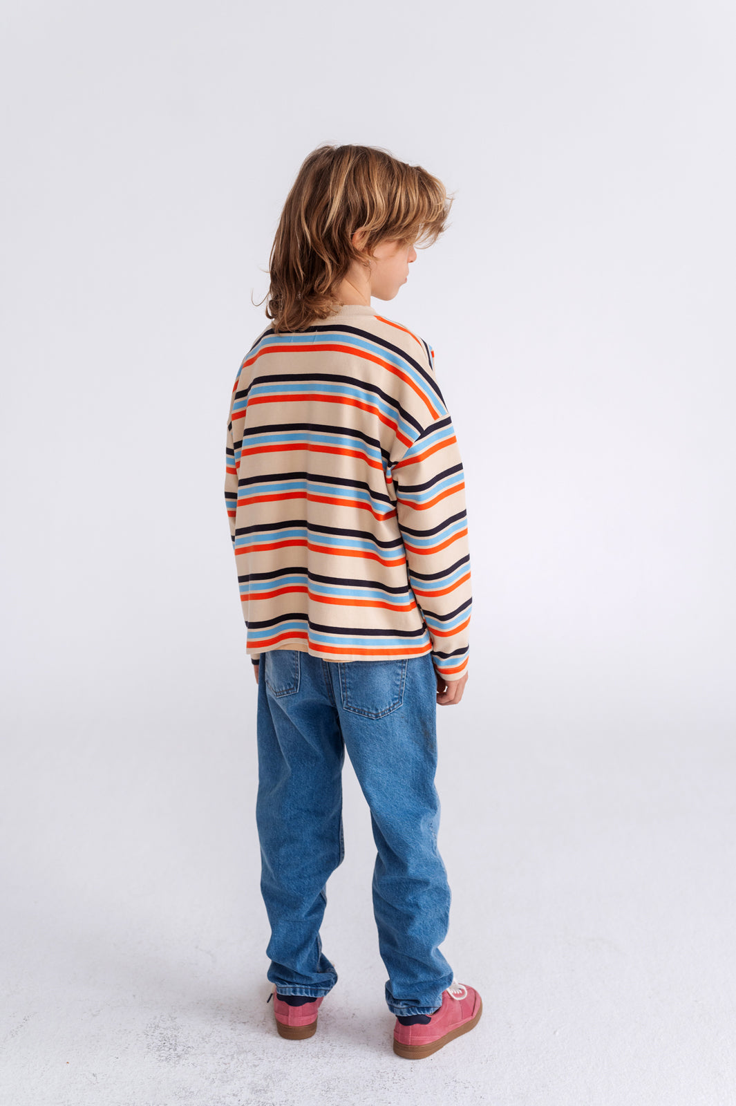 oversized boxy sweater - multi creme brulee stripe