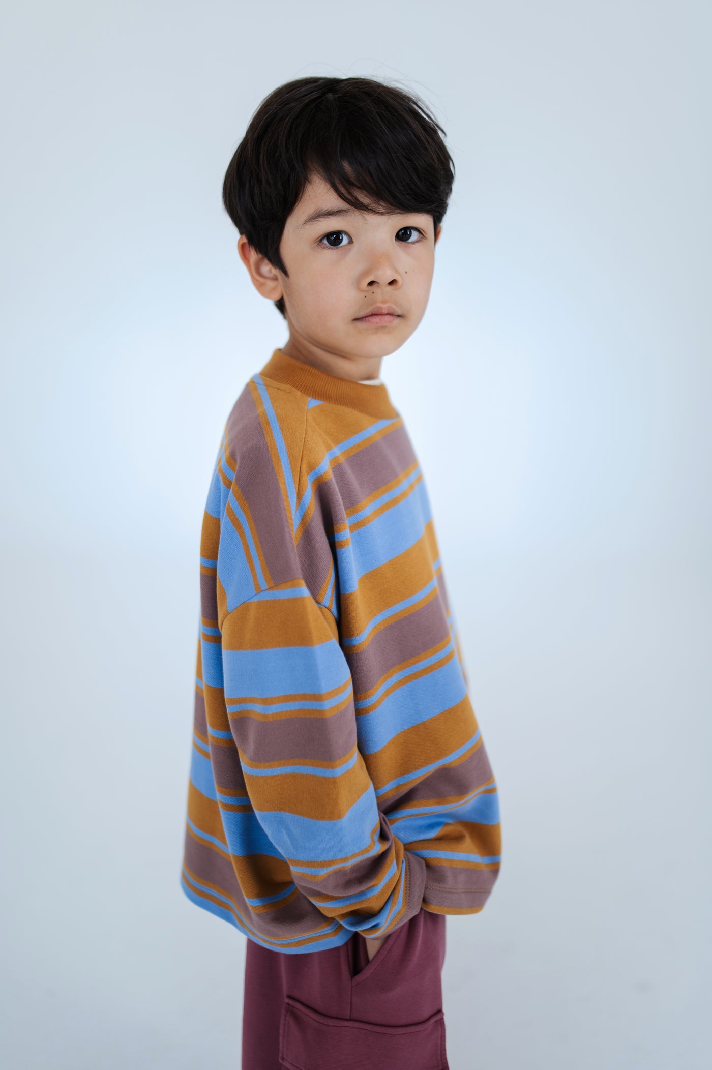 oversized boxy sweater - multi blue powder stripe