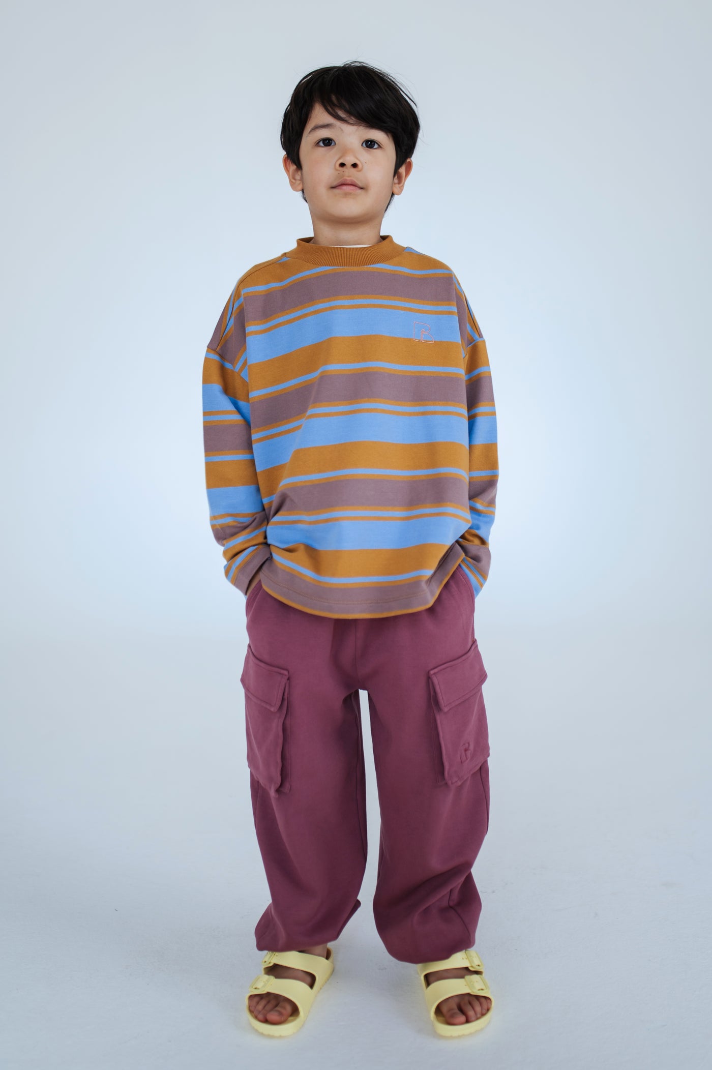 oversized boxy sweater - multi blue powder stripe