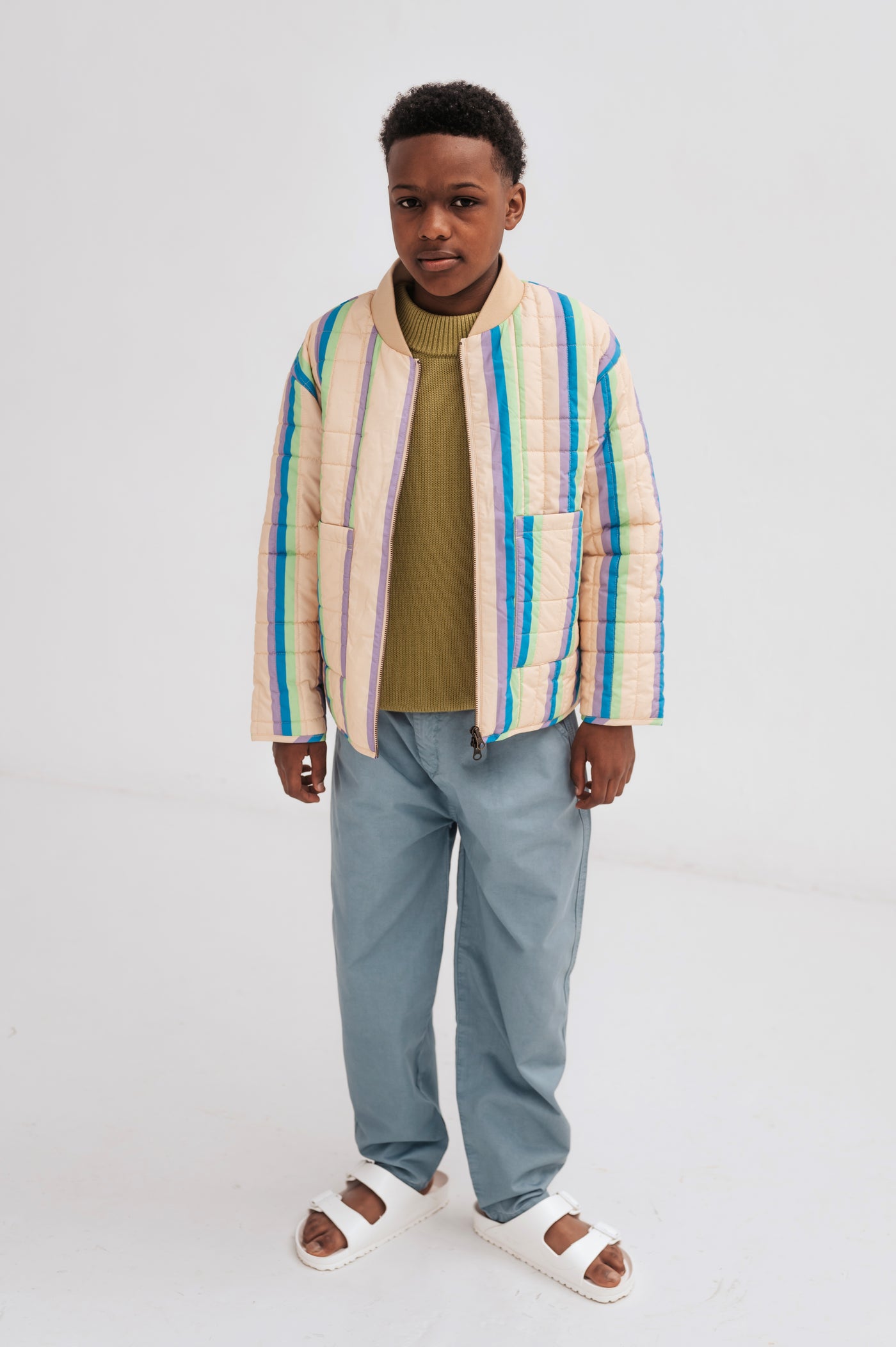 padded jacket - multi pop stripe