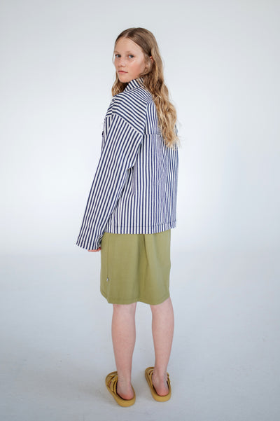 pocket jacket - navy eggshell stripe