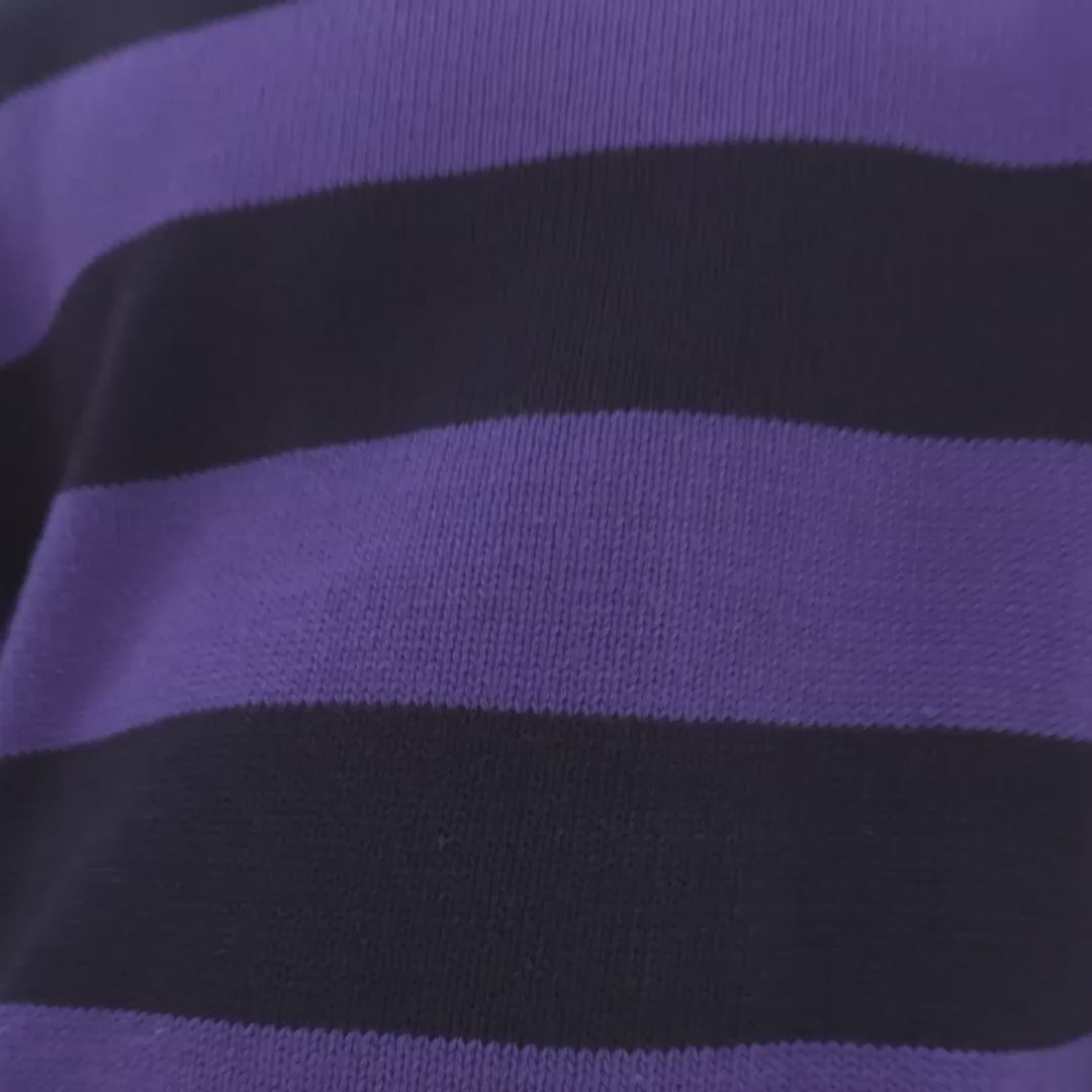 knit crew sweater - orchid blue block stripe