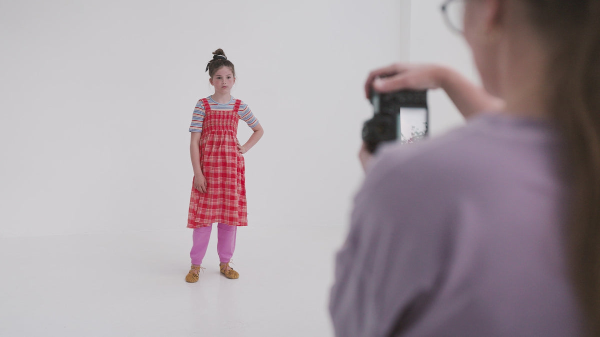 bloom dress - coral check