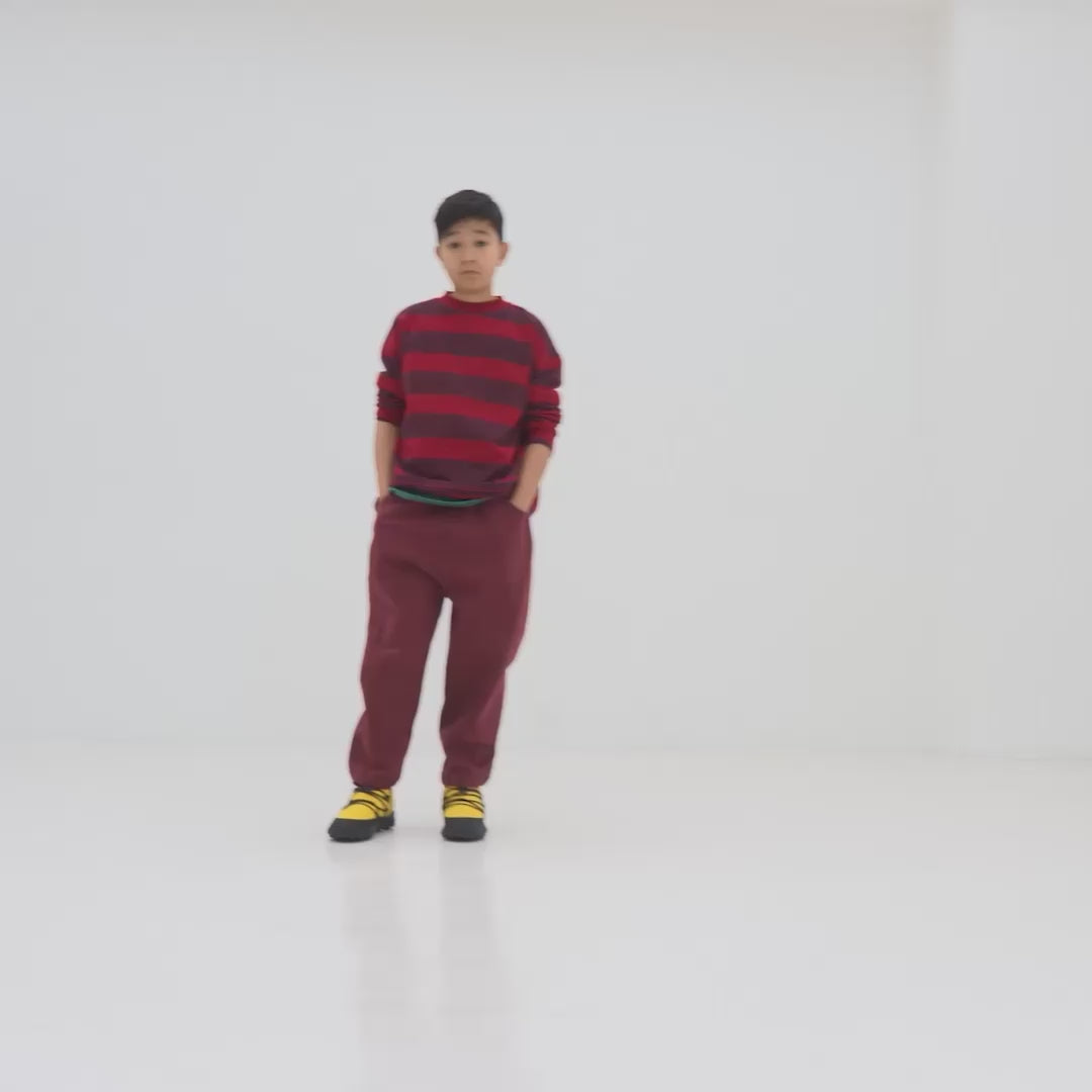 boxy sweater - rusty mulberry block stripe