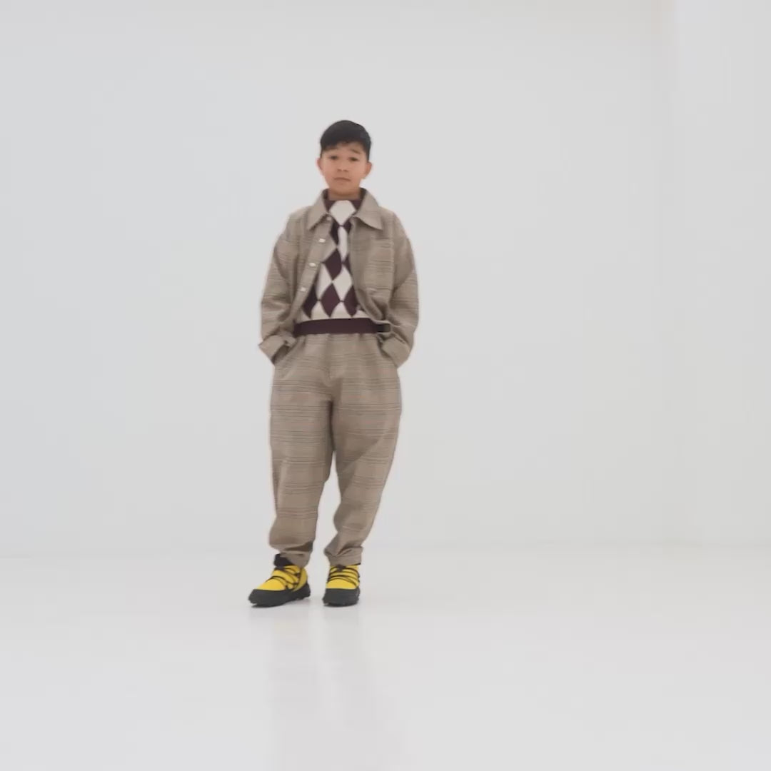 comfort fit pant - taupe mini check