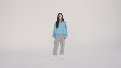 iris crop sweater- summer day blue