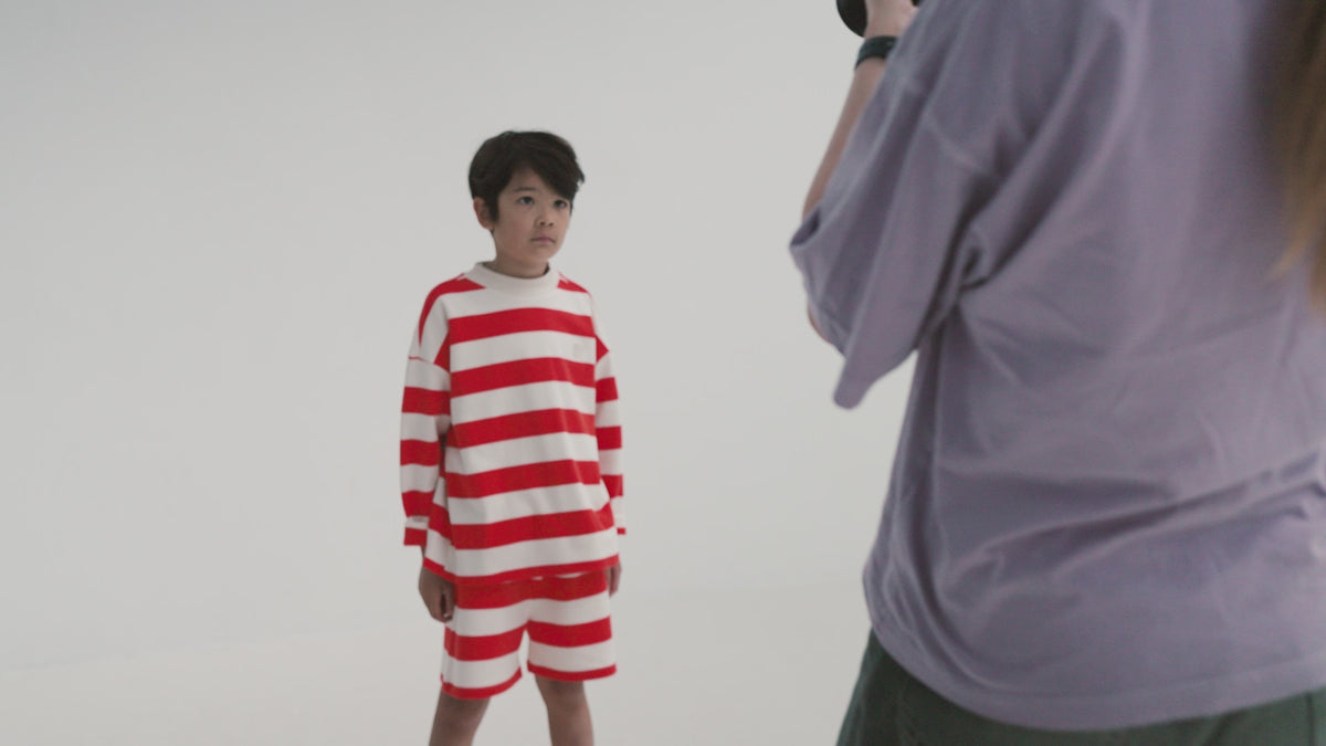 shorty - flame red block stripe