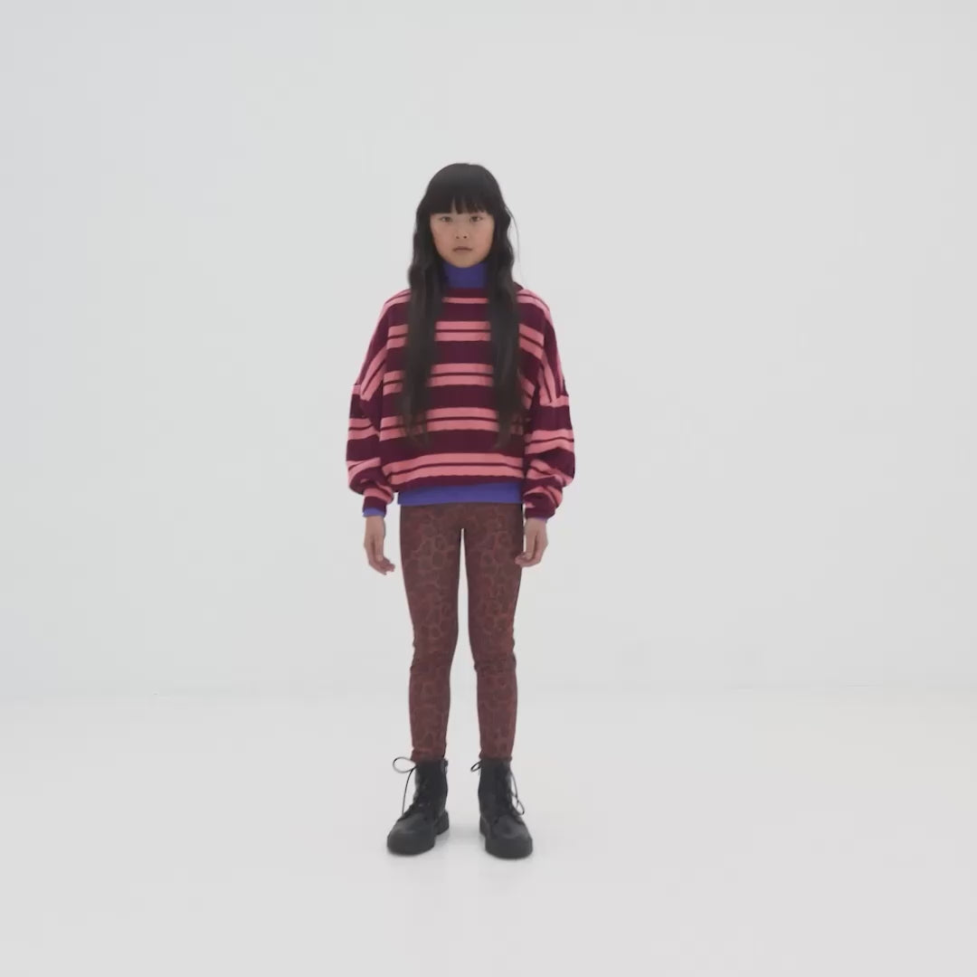 knit slouchy sweater - mulberry flamingo ajour