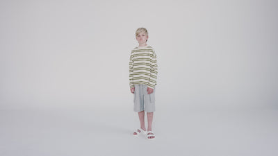 oversized boxy sweater - green moss stripe