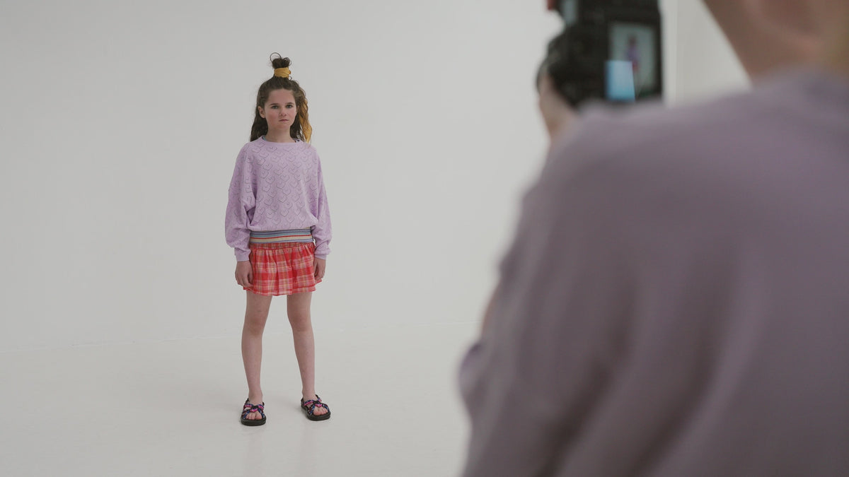 bloom skirt - coral check