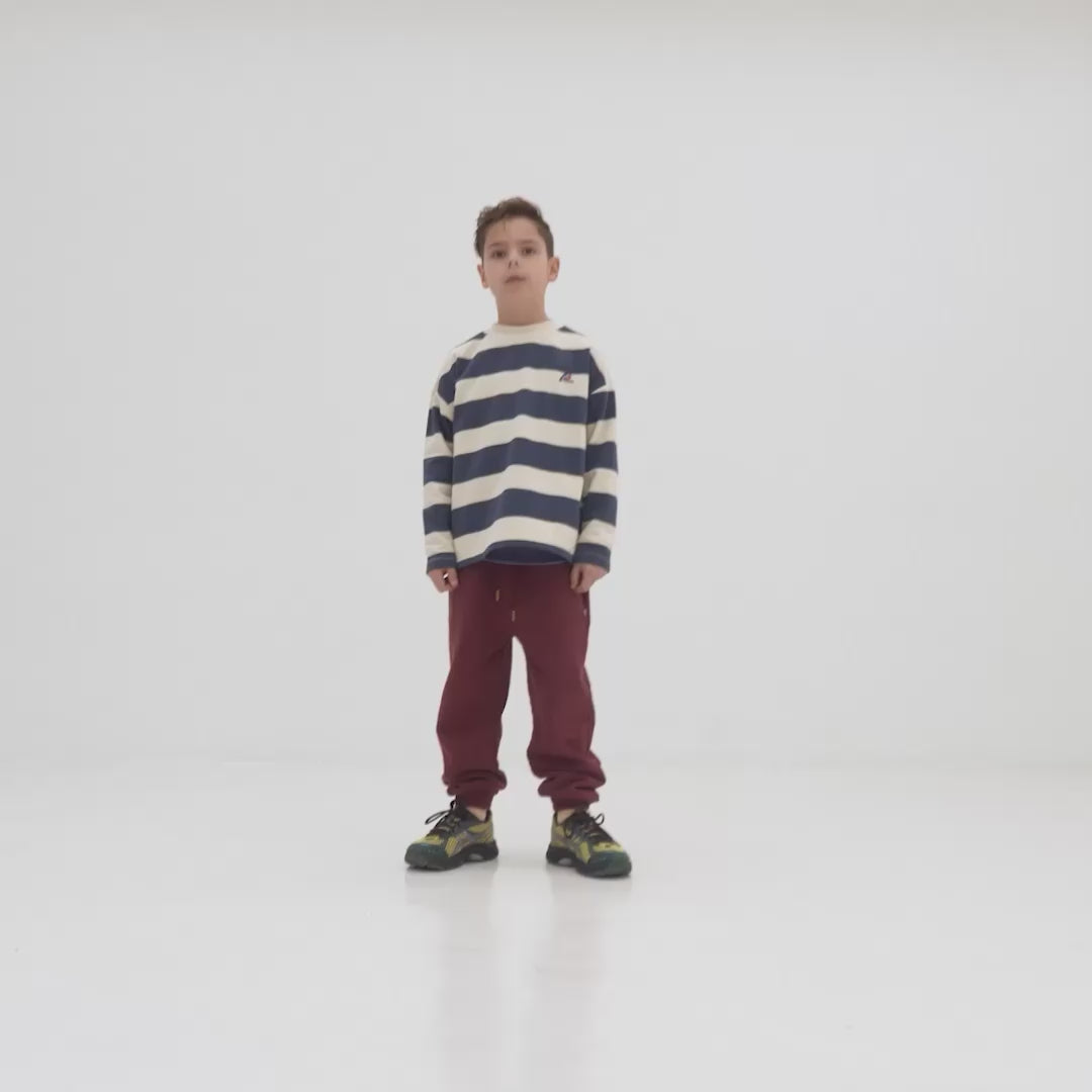 boxy sweater - eclipse blue block stripe
