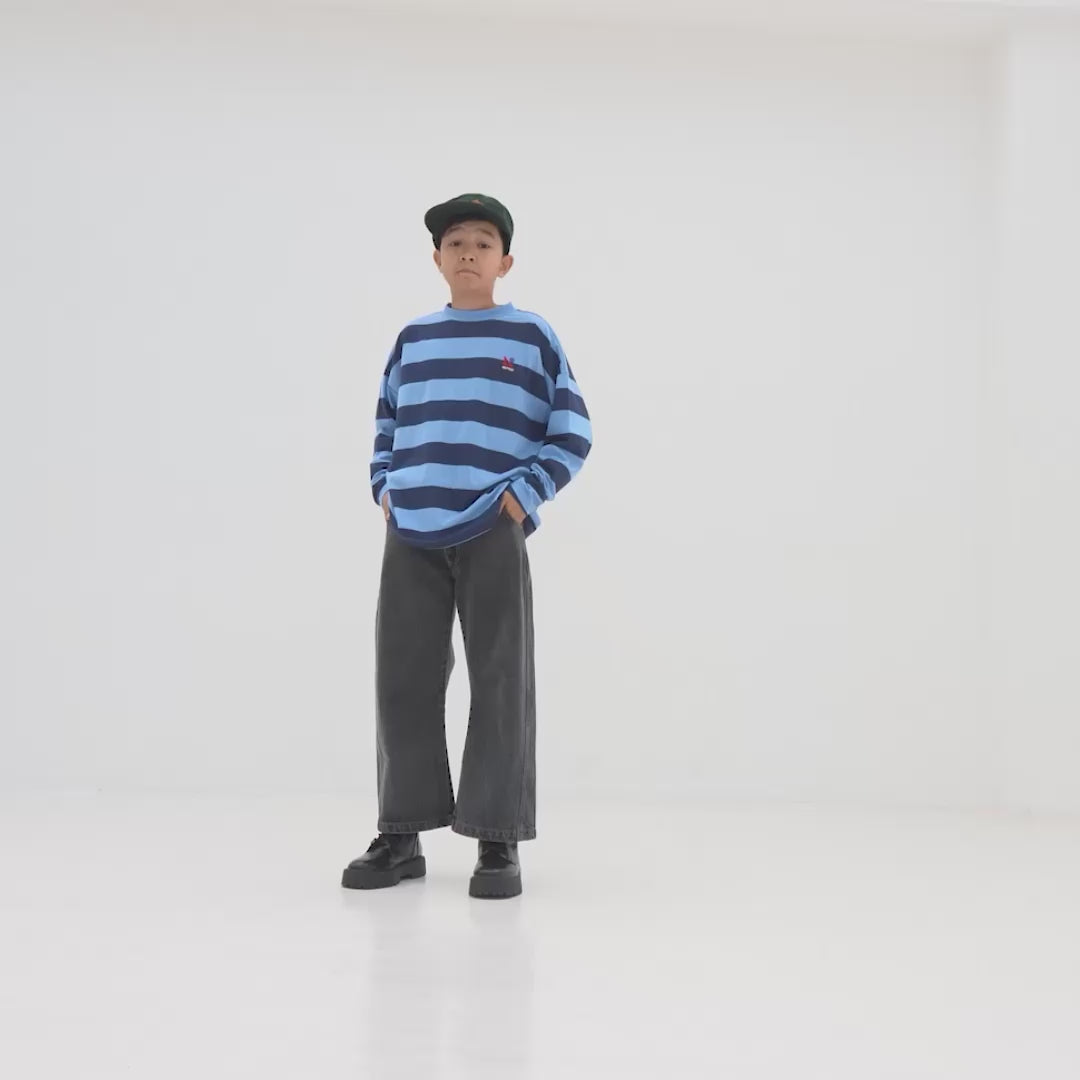 wide cut long tee - horizon dark eclipse block stripe