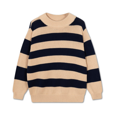 knit boxy sweater - evening block stripe