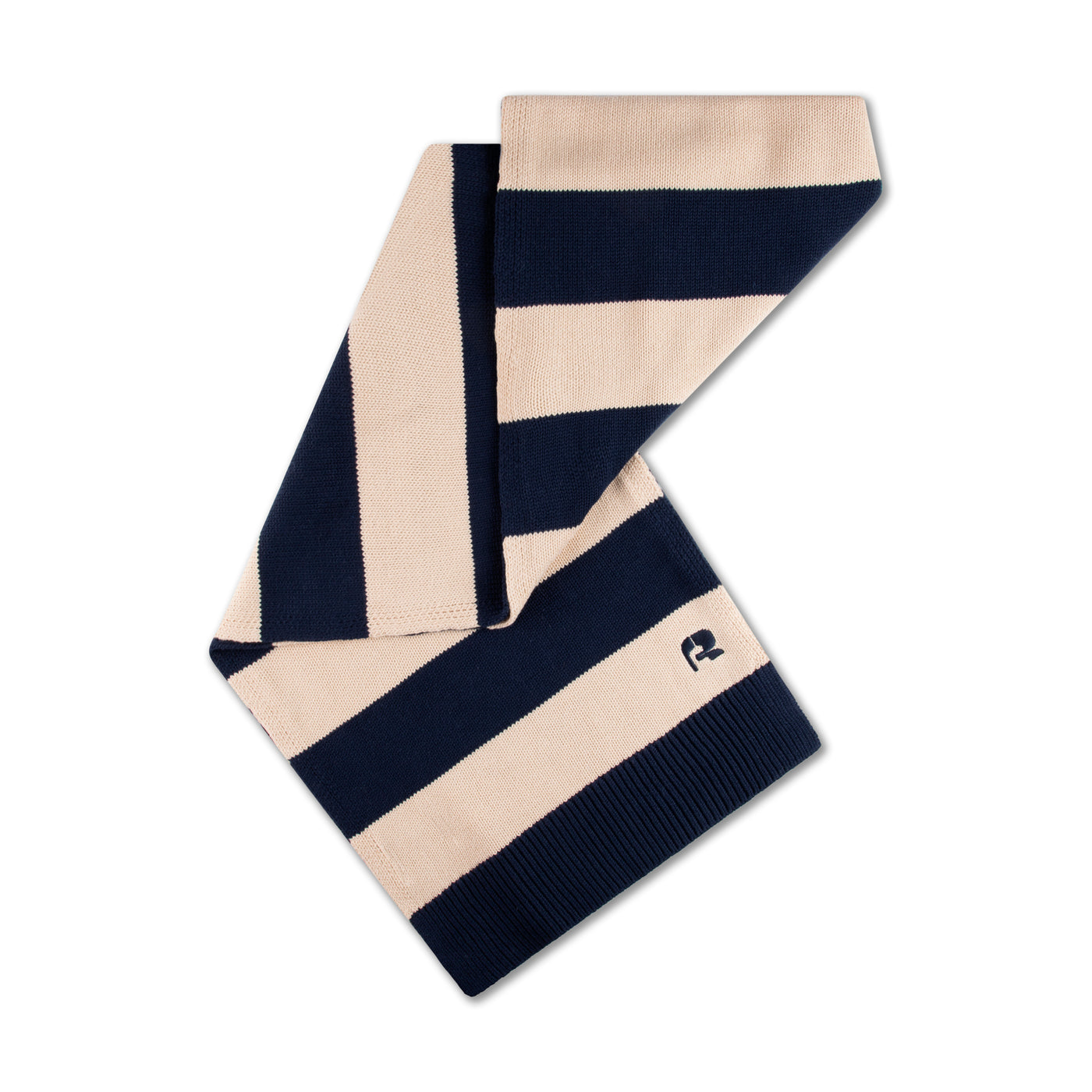 knit scarf - evening blue block stripe