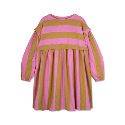 relax dress - golden soft pink block stripe