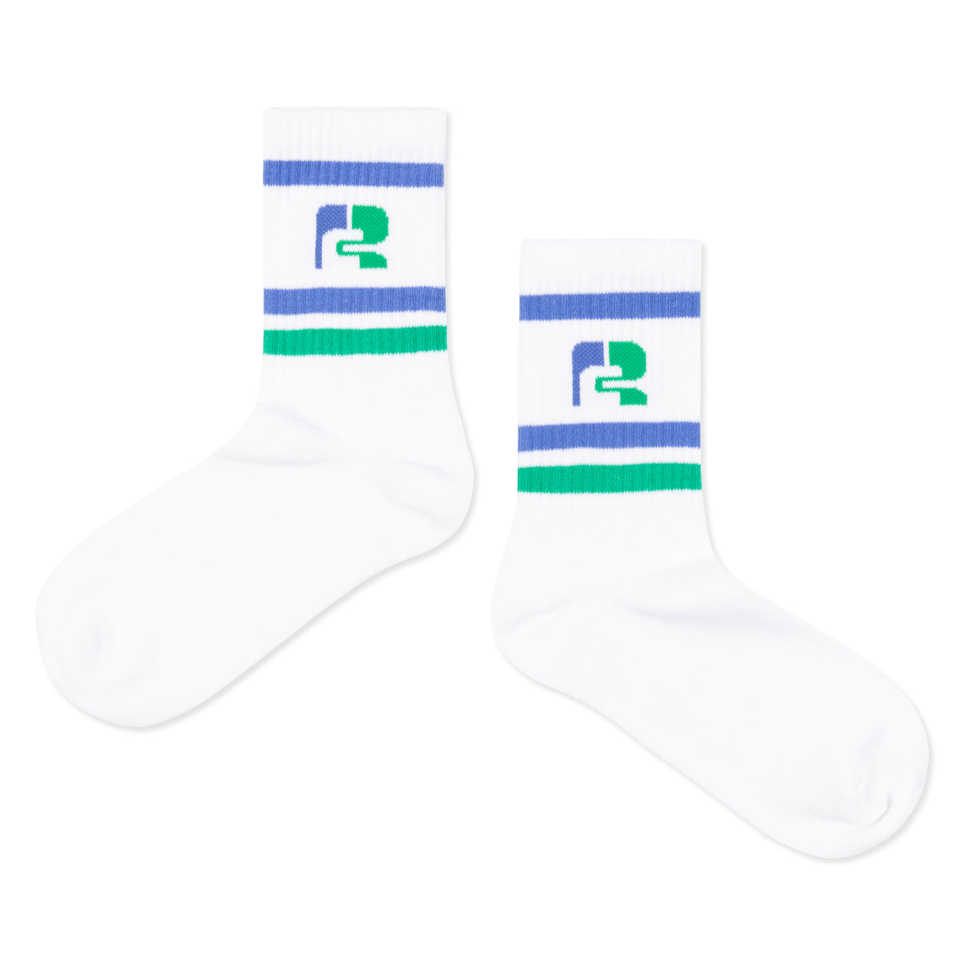 sporty socks - white ultramarine green logo